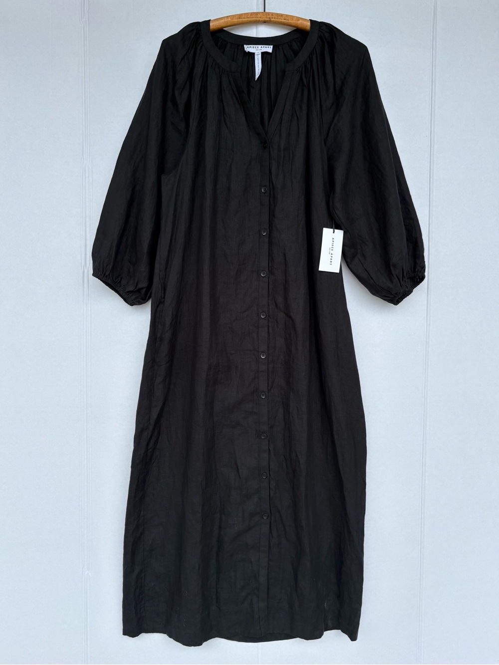 APIECE APART Mitte Shift Dress Linen Button Up